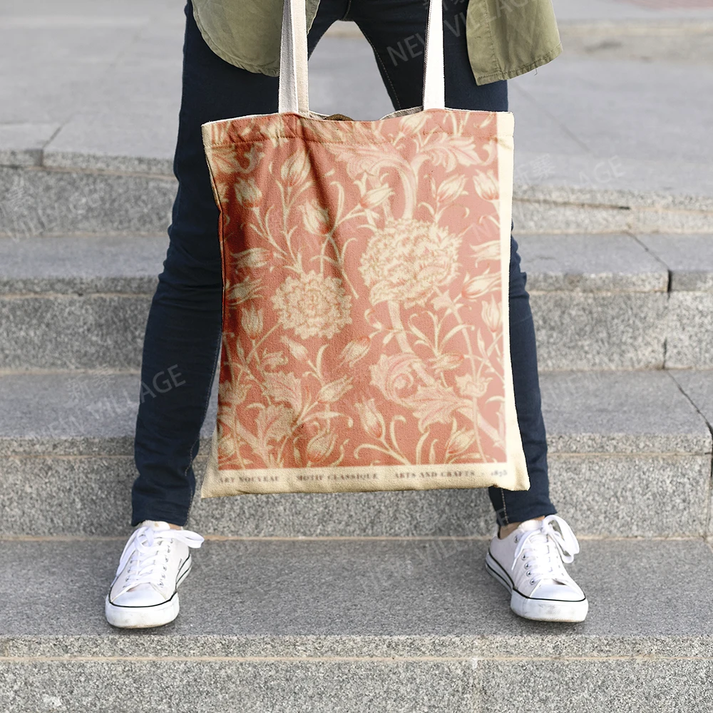 Canvas shoulder bag organization storage Handbags cosmetics travel Women's bag Shopping Fabric pouch nordic boho grocerie 3