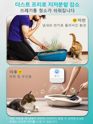DownyPaws 4000mAh 스마트 고양이 냄새 청정기, 고양이 쓰레기통 탈취제, 개 화장실, 충전식 공기 청정기, 반려동물 탈취 3