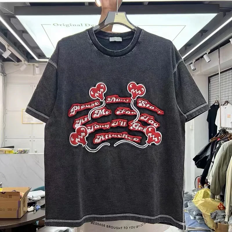 

Vintage vintage fun monogrammed embroidered short-sleeved shirt