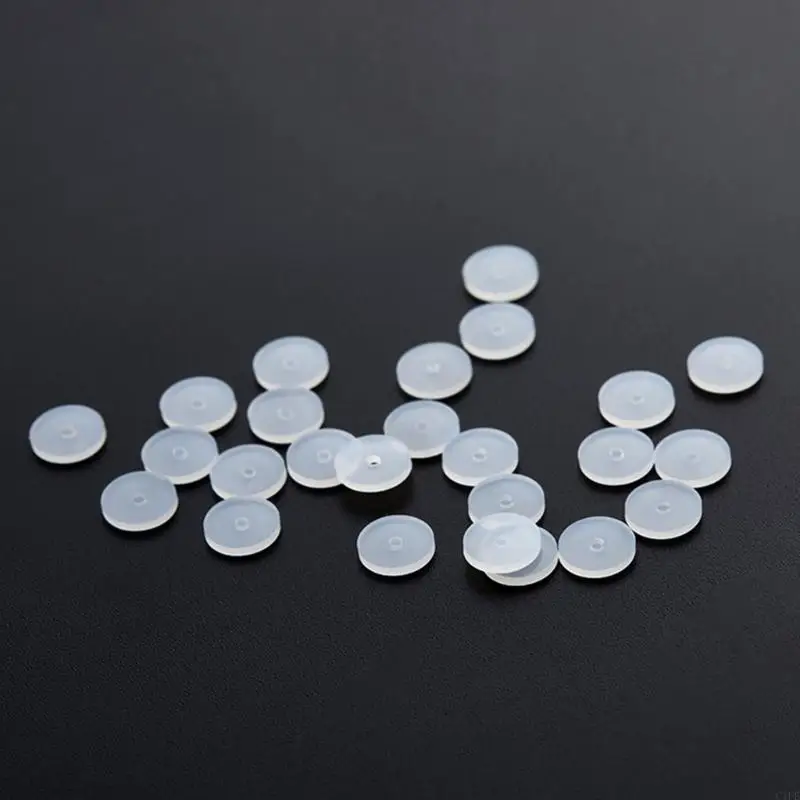 C1FE 100pcs Clear Silicone Earring Disc Pads Stylish Ear Closures for Heavy Earrings