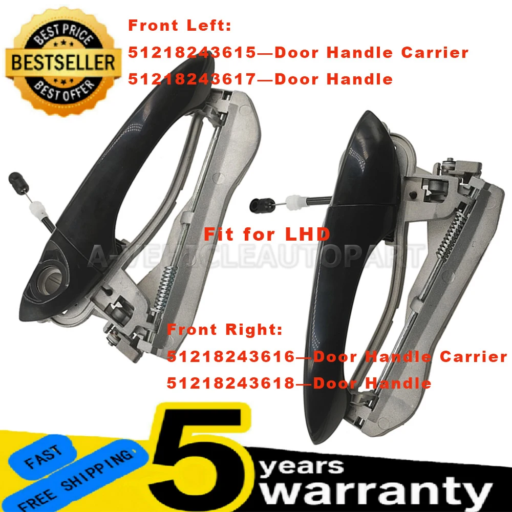 

For BMW X5 Off-Road E53 Front Left Right Door Handle Carrier & Handle Kit Set 51218243615 51218243616 51218243617 51218243618