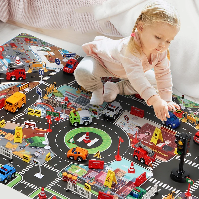 

Road Mat Children Traffic Car Map Boy Girls Educational Toy Carpet Playmat for Baby Mats Cartoon City Rug Kids Toys Games