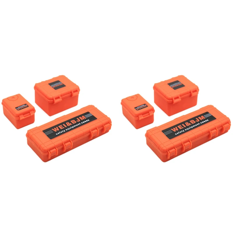 T84C-6Pcs Plastic Rc Car Storage Box Decoration Tool For Traxxas Trx4 Axial Scx10 90046 D90 Orange