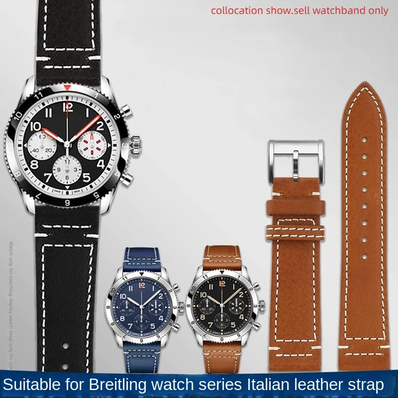 Cinturino In Vera Pelle Italiano Per Breitling Aviation A23380 Blackbird Avenger Belt Cinturino Per Orologio Da Uomo 22Mm 24Mm Fibbia Pieghevole