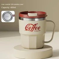 1pc 400ml 304 Stainless Steel Coffee Mug with Lid Milk Cup Double-Walled BPA-Free Spill-Proof for Hot Cold Drinks Drinkware Gift 4