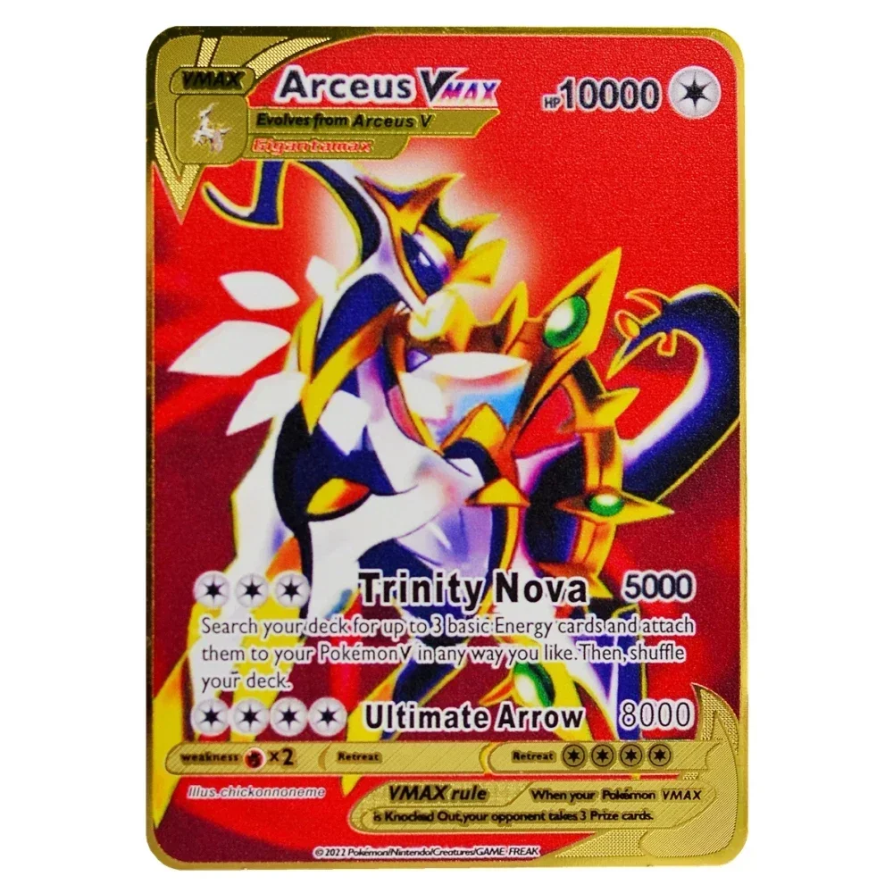 thumbnail image 1 of Metal Pokémon Letters Card Venusaur Vmax Charizard Pikachu V Mewtwo Gold Iron Playing Cards Anime Games Gifts Kids Toys, 1 of 5