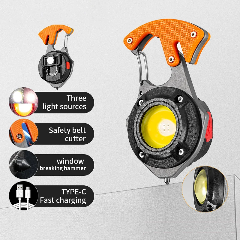 

15 In 1 Multifunction LED Keychain Flashlight USB Rechargeable Flashlight Screwdriver for Outdoor Camping