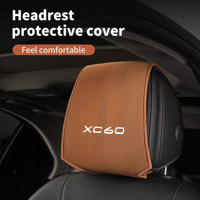 자동차 액세서리 모피 머리 받침 베개 보호대 커버, 볼보 XC60 T6 XC90 S60 C70 XC40 V40 XC70 V70 V60 V50 S80 S40 AWD V90