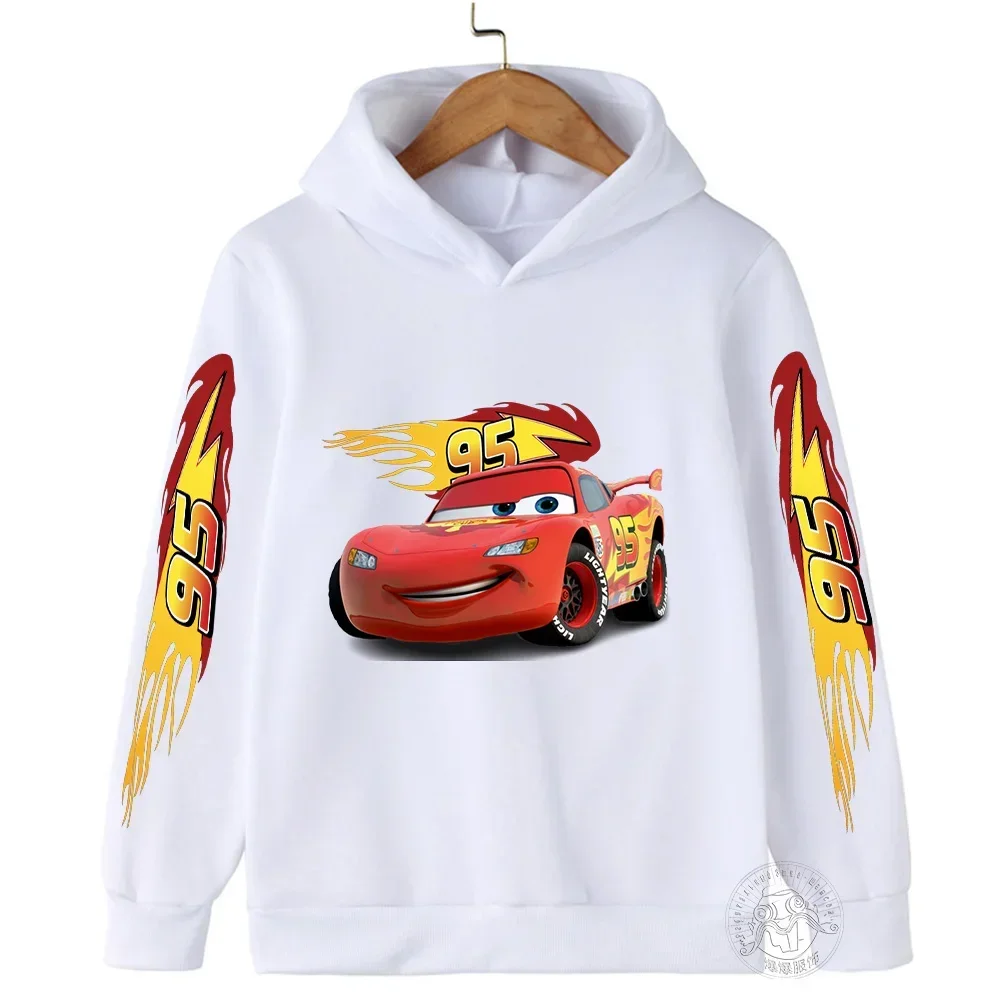 Children Hoodie Disney Car Lightning McQueen Cartoon Autumn Cute Anime Printed Kid Boy Girl Pullover Sweatshirt