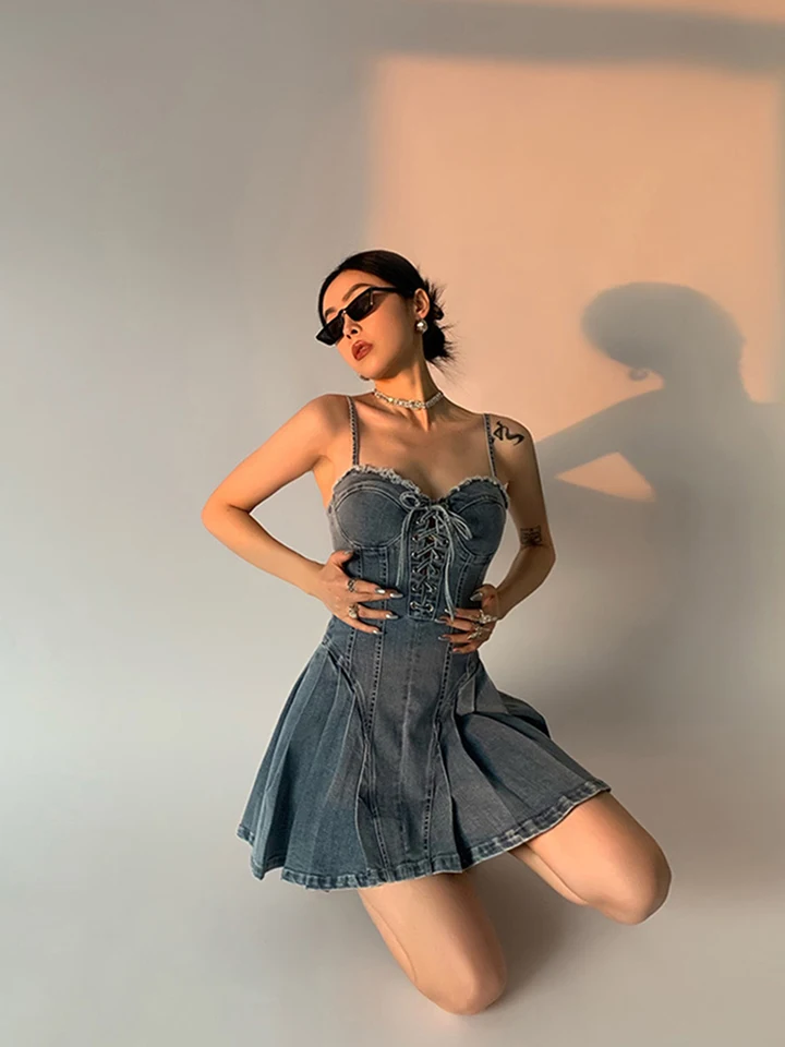 Petos Mujer Vestido Peto Vaquero Para Mujer Falda Larga Con - Main Image