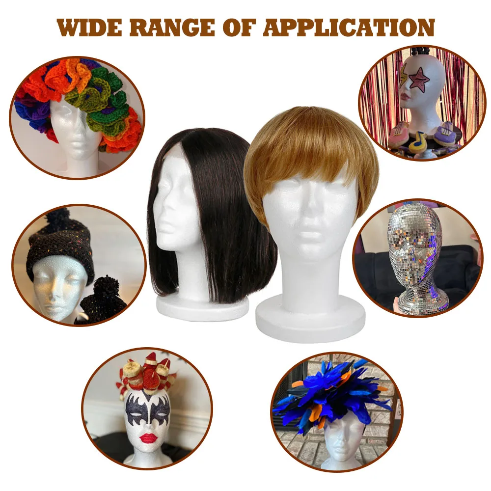 Foam Wig Head, Female Mannequin Head Wig Display Stand Holder, Cosmetics Model Head White Foam Heads Glasses Mask Hat Hairpiece