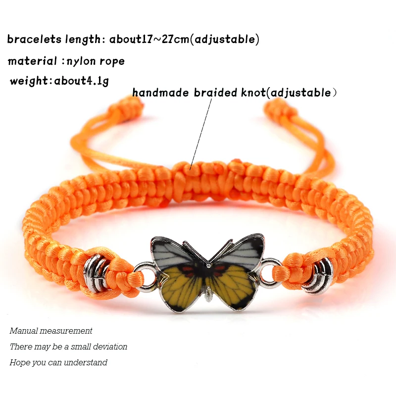 2 Bracciali Dell'Amicizia Con Farfalla, Regolabili In Cotone E Lega Di Zinco, Regalo Per Migliori Amiche