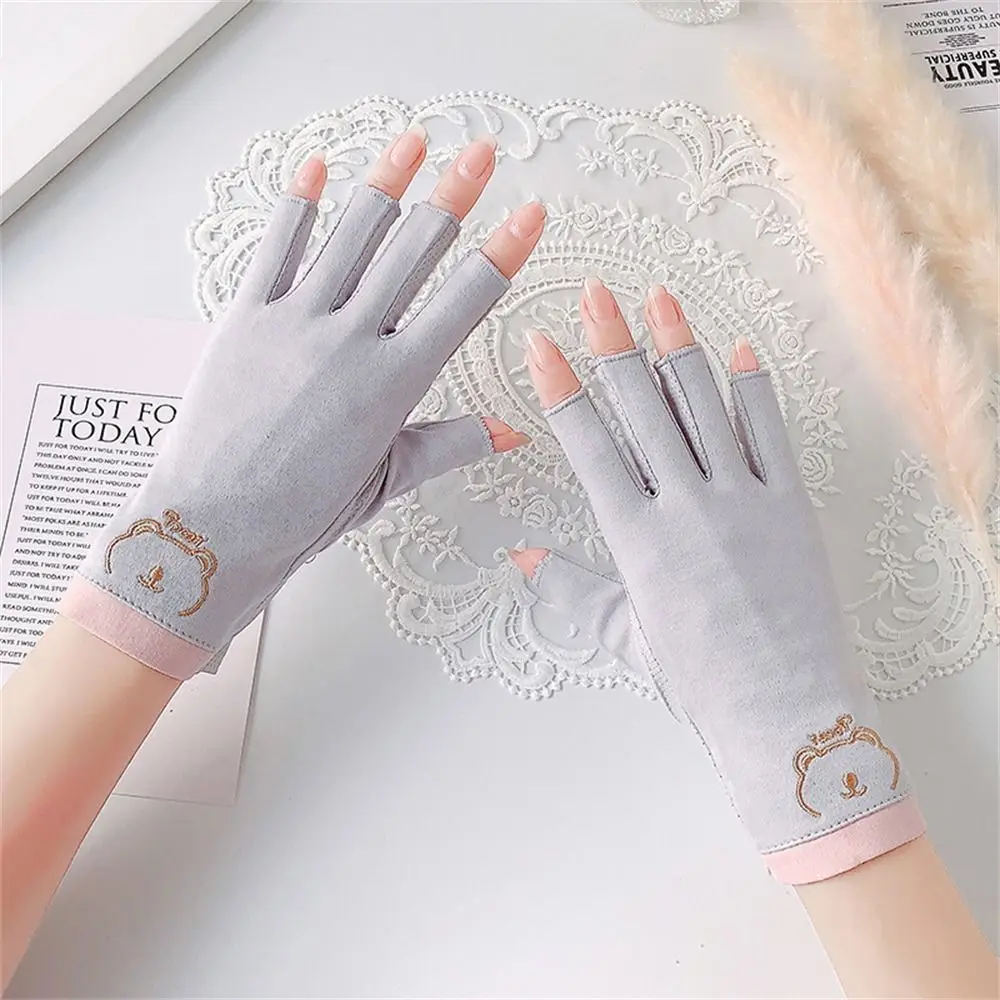 Thin Sun Protection Gloves Fashion Fingerless Short Anti-UV Mittens Elastic For Female fingerless gloves half finger gloves sunscreen gloves