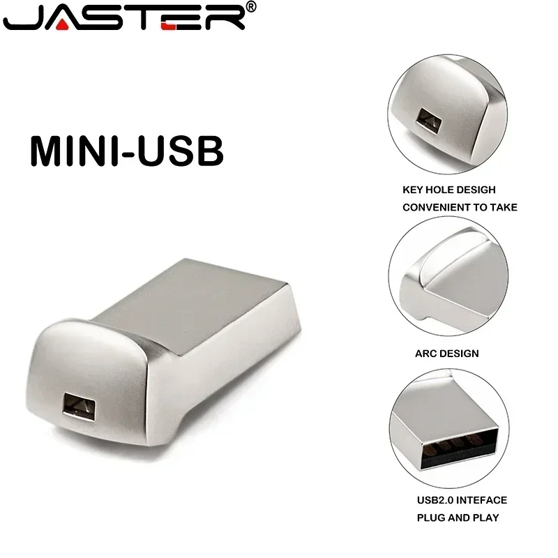 JASTER 미니 금속 USB 2.0 플래시 드라이브 실버 비즈니스 선물 메모리 스틱 펜 드라이브 방수 저장 장치 32GB 64GB U 디스크