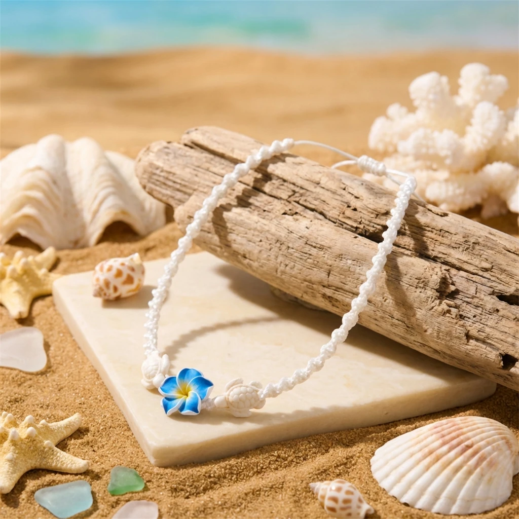 Handgewebtes Blumenmeer ​ ​ Schildkröten-Halskette für Frauen, Bohemia, handgewebtes Seil, geflochten, verstellbare Halskette, Schmuck, Geschenk – Detail 4