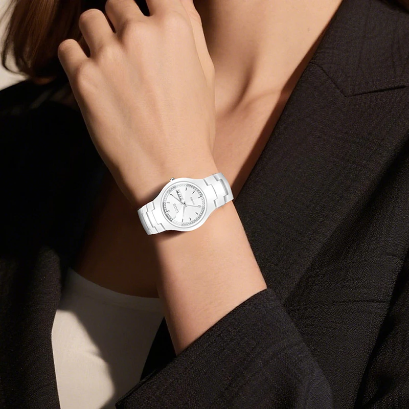 LIGE Fashion Waterproof Women's Watch Casual Elegant Simple Ceramic Quartz Silicone Watch Gift for Women Wristwatch Montre Femme