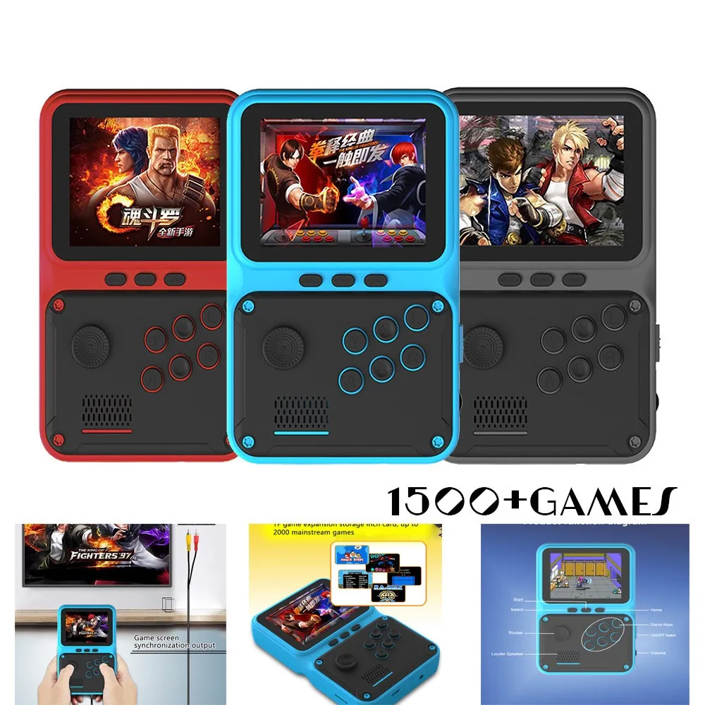 Console de jogos de vídeo clássico embutido 2000 + jogos suporta 10  emuladores mini console de jogos retro portátil 2.8 Polegada tela crianças  presente