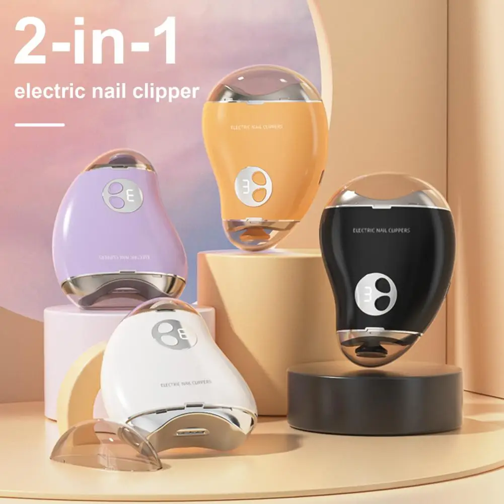Electric Nail Polisher 3-Speed Adjustable Nail Clipper Digital Display Double-heads Trimmer File Kids Adults Seniors