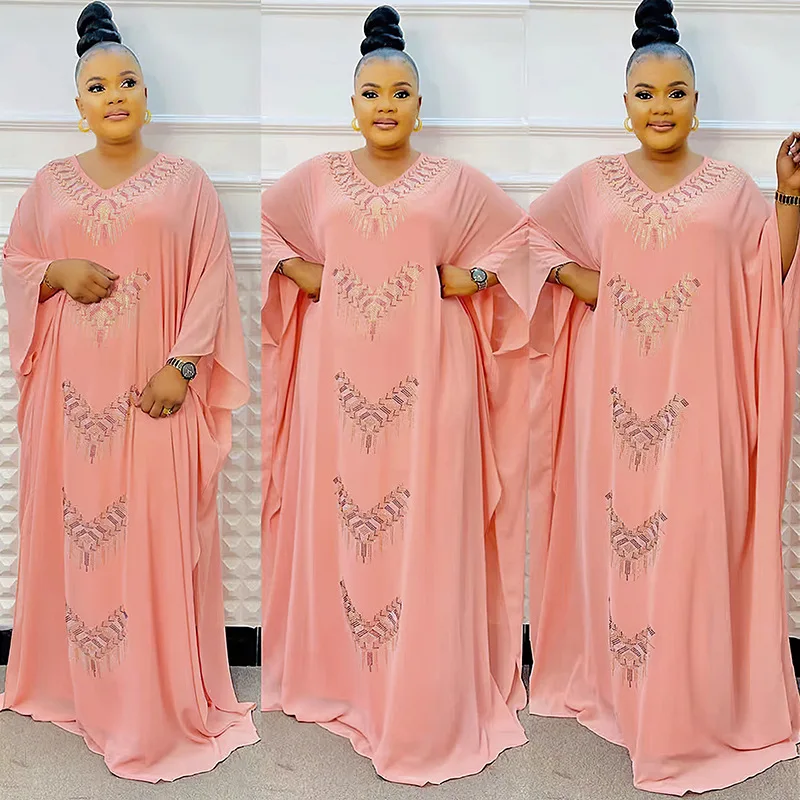 

2 Piece Sets Nigeria Turkey Caftan African Dresses For Women Traditional Ramada Abaya Muslim Diamond Boubou Robe Clothes Dress