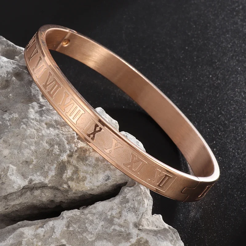 Stainless Steel Royal Roman Numeral Bracelet Men Women Jewelry Gifts