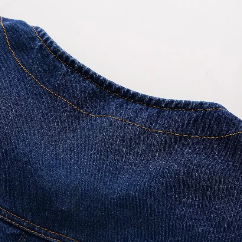 Chic Denim Lace Up Women‘s Shirt Fashion Loose Turn-down Collar Long Sleeve Female Shirts 2024 Sping Pocket Office Lady Top