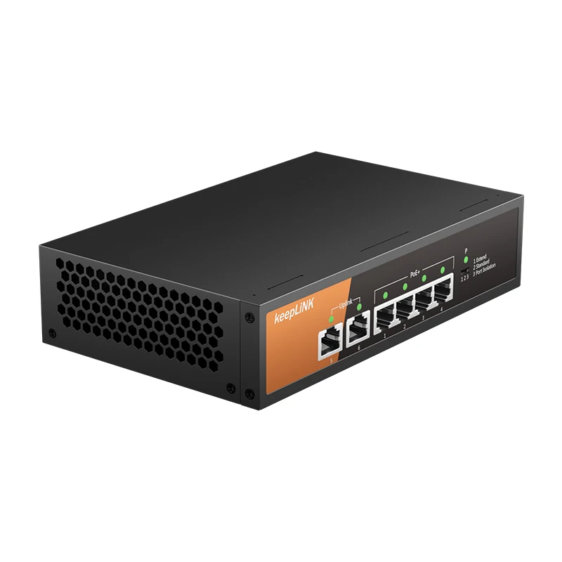 KeepLiNK 이더넷 RJ45 업링크용 메가비트 스위치, 4-PoE 포트, 2 포트, 6 포트