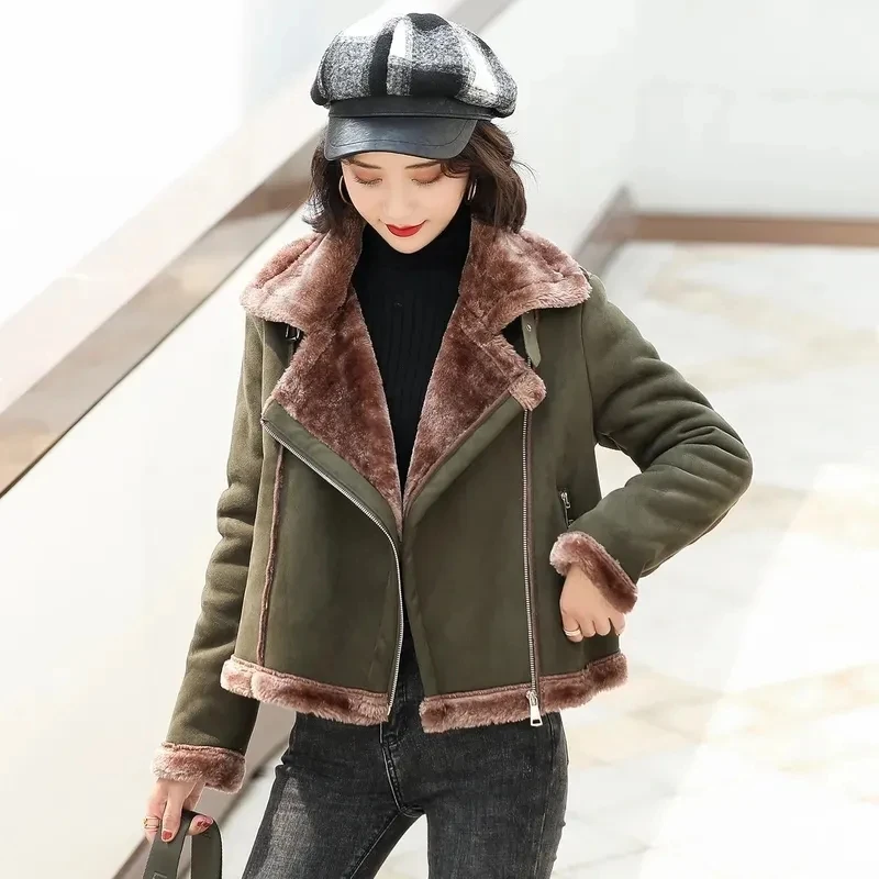 

2023 High Quality Winter Women Fashion Thick Warm Faux Fur Jacket Coat Female Casual Zipper Biker Outwear Chaquetas Para Mujeres