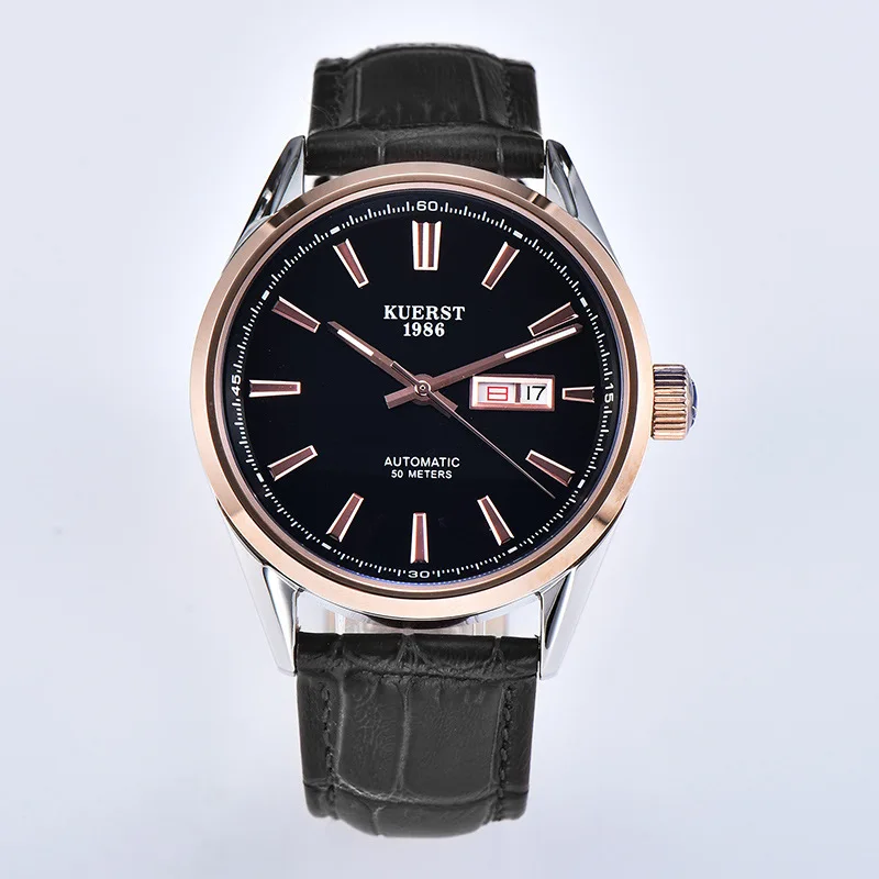 Elegant Men Women Automatic Watch 50 meters Waterproof Business Watches Cow Leather Band Wristwatch
