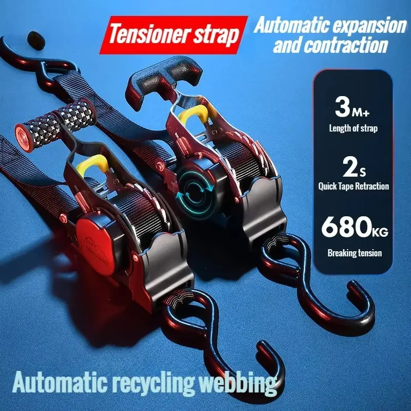 Auto Straps for Cargo Tape Retractable Belts for Motorcycles Ratchet Strap Load Luggage Strap Ratchet Tensioner Belt Car cargo straps cargo tie down strap tie down straps lashing strap