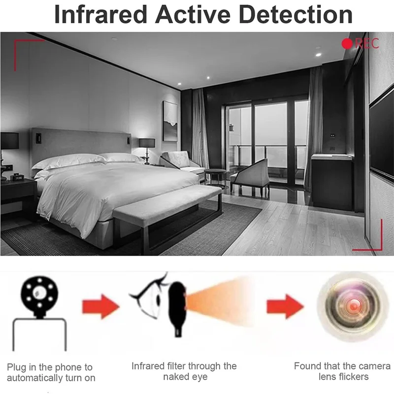 Portable Anti-Spy Camera Infrared Detector Handheld Anti-peeping detector Spy Finder for Screening Pinhole Spy Cameras For phone