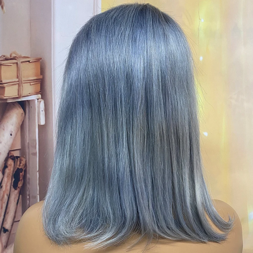 Gray Pink Blonde 613# Color Straight Bob Wigs 220% Density 13x4 Lace Front Human Hair Wig for Black Women 10 12 14 Inches