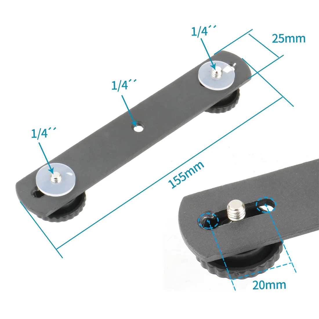 UTEBIT 5'' Dual Flash Bracket Staffa, Supporto per Flash in Alluminio con Filettatura da 1/4' e 3/8'' per Fotocamera con Doppia Slitta a Contatto Caldo per Fotocamera DSLR, Luce LED, Microfono