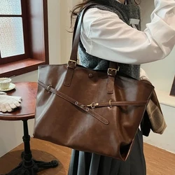 Elegant Women's Large Tote Bag - Soft PU Leather, High - Capacity Shopper and Crossbody Handbag (Brown - Type B)