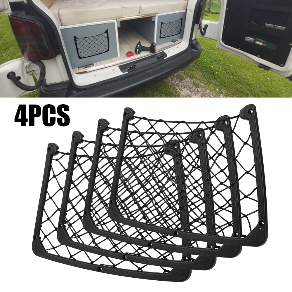 4pcs Car Storage Net Elastic Net Cargo Mesh Nets Car Caravan Bus