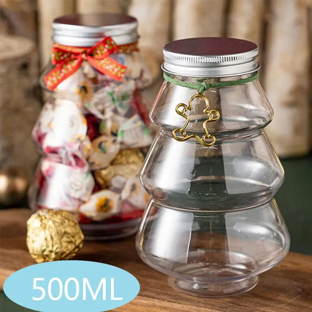 PET Christmas Tree Shaped Candy Jars Home Decor