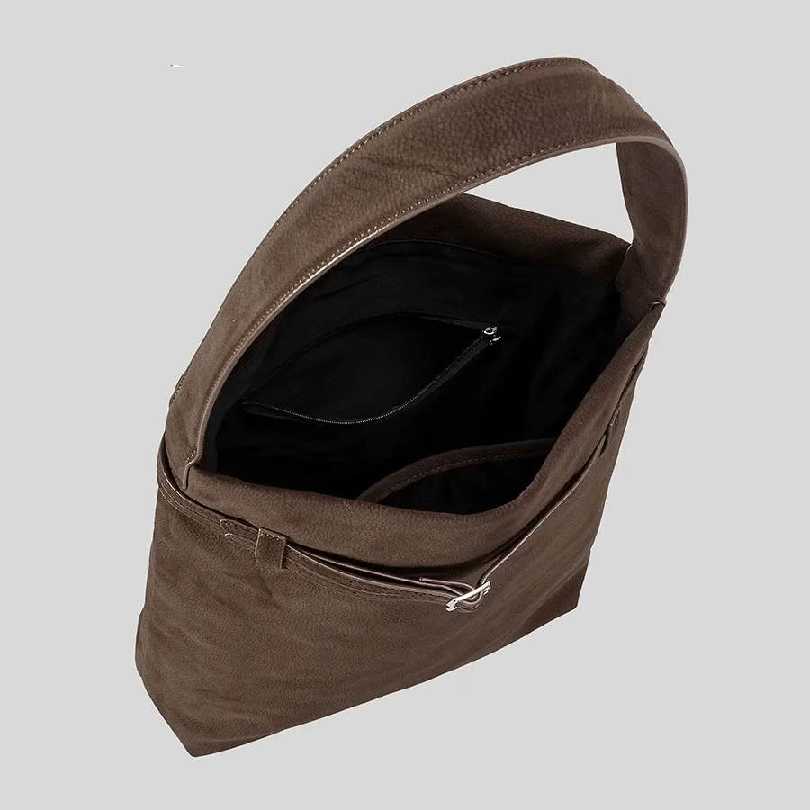 New Original Design Coffee Color Large Bucket Tote Winter Matte Suede  Leather Women Shoulder Bag Commuting Handbag