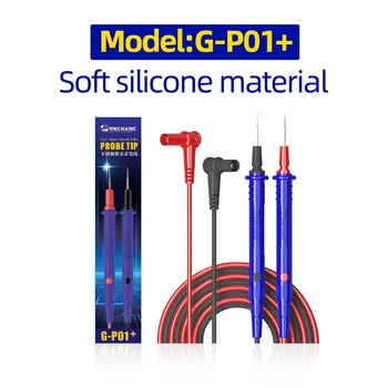 MECHANIC สายทดสอบมัลติมิเตอร์ดิจิตอลแบบสากลปลายทอง ปลายเข็มแม่นยำ สายซิลิโคนนุ่มฉนวนคู่ 8