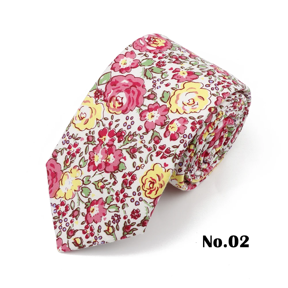 Künstlerische Herren- und Damen-Krawatte, klassisch, Blumenmuster, Baumwolle, 7 cm, elegant, schöne Blumen-Graffiti-Krawatte, Hochzeit, Party, Accessoires, Geschenk – Detail 2