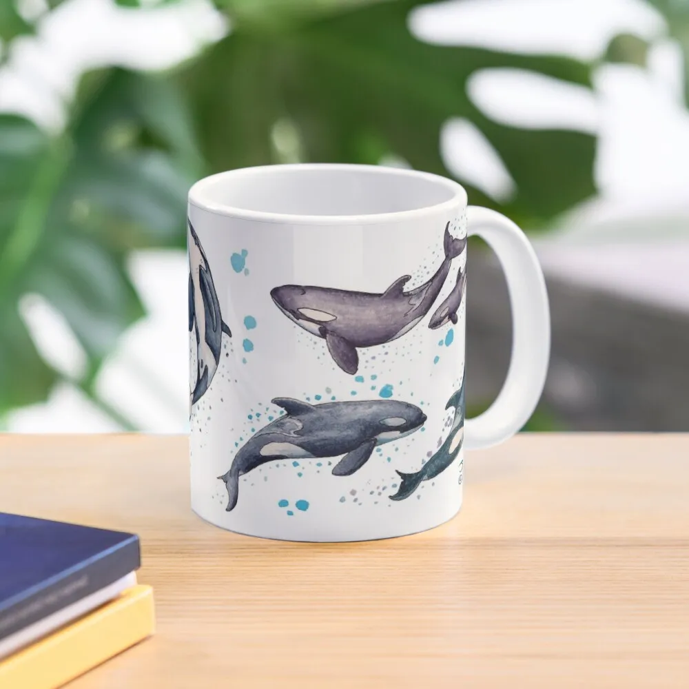 

Orca Pod in Watercolor by Amber Marine, Killer Whale Art,  2019 Coffee Mug Cup For Tea Mug Cute