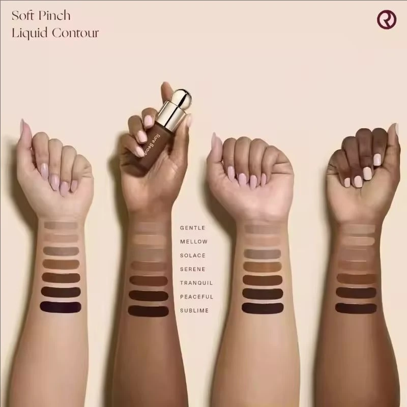 Set trucco Rare Beauty: liquido per il viso, bronzer, stick per contouring, correttore, crema per contouring del naso, ombretto, fondotinta nutriente e illuminante._voghion.com