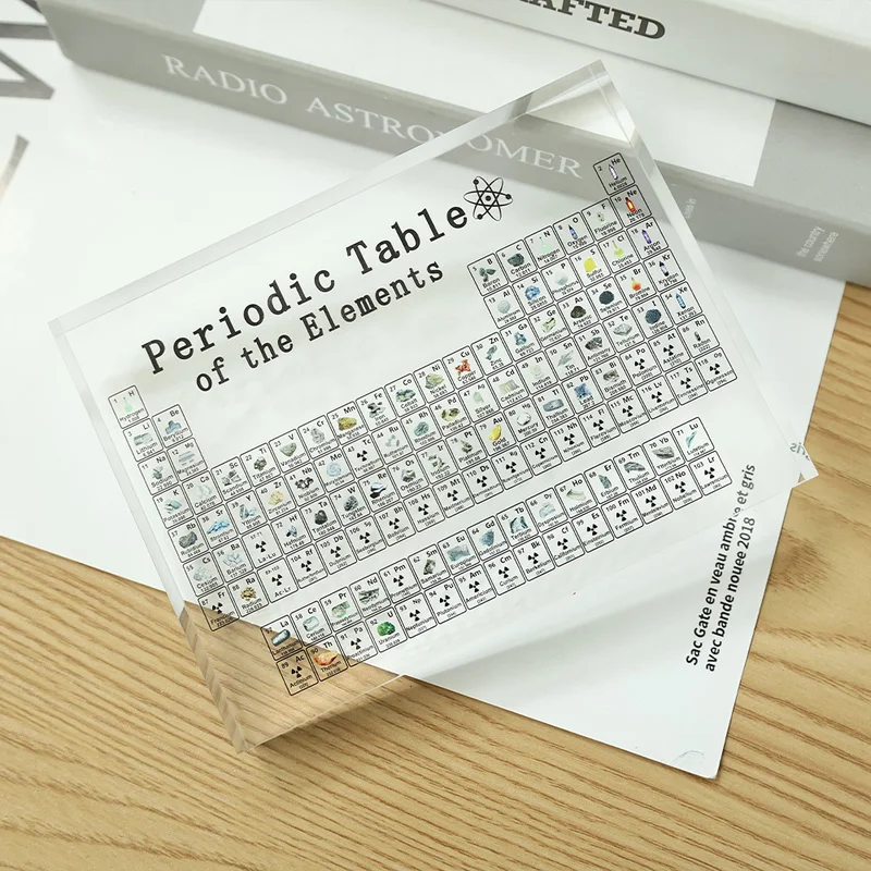 Unique Acrylic Periodic Table Display With Real Elements Teaching School Day Birthday Gifts Chemicalelement Display Home Decor