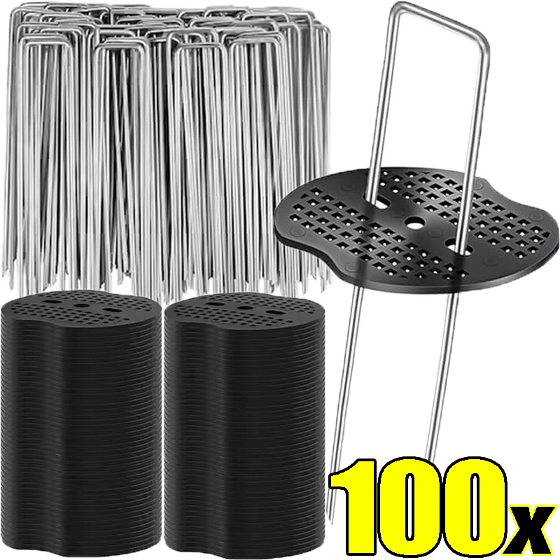 Description Picture 2 of item100/10PCS Plastic Gaskets for U-shaped Nail Garden Staples Pegs Gasket Landscaping Ground Covering Tubing Film Fixed Peg Pads
