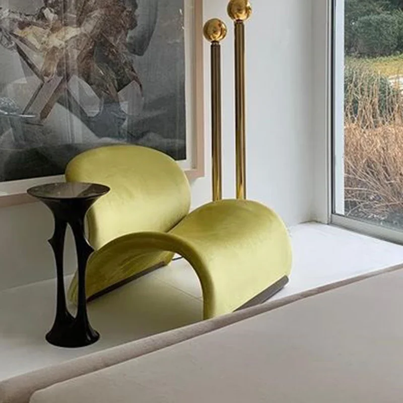 

Retro Classic Designer Shaped Curved Single Sofa Leisure Chair