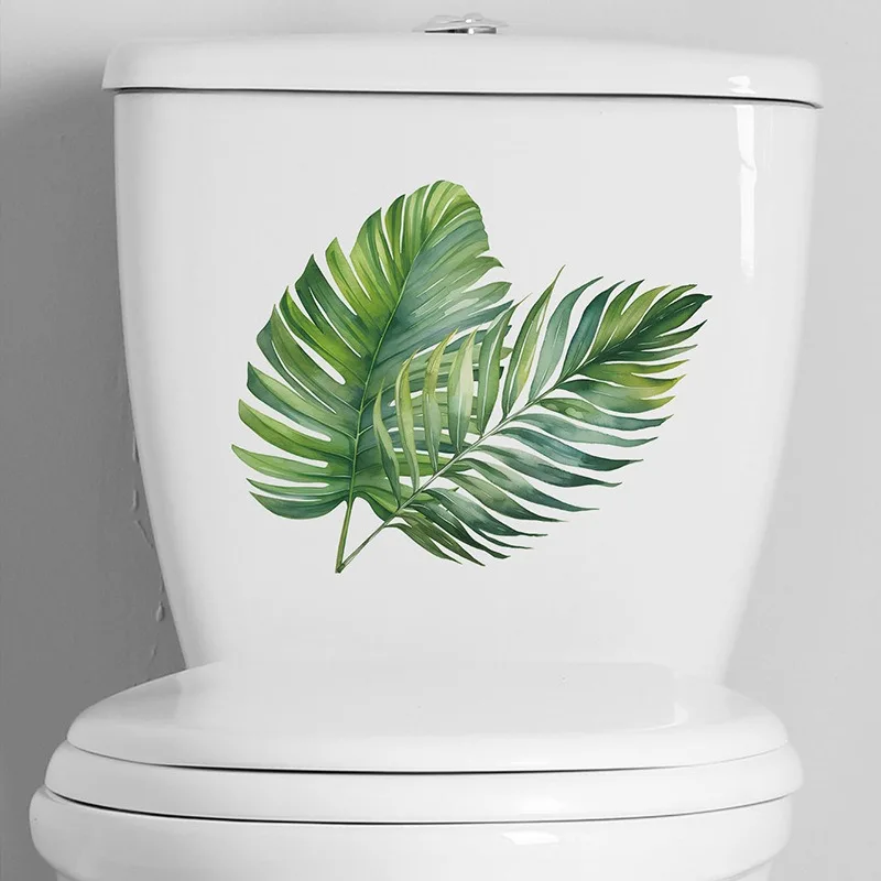 Green plant turtle back leaf toilet bathroom toilet stickers home decoration wall stickers self-adhesive