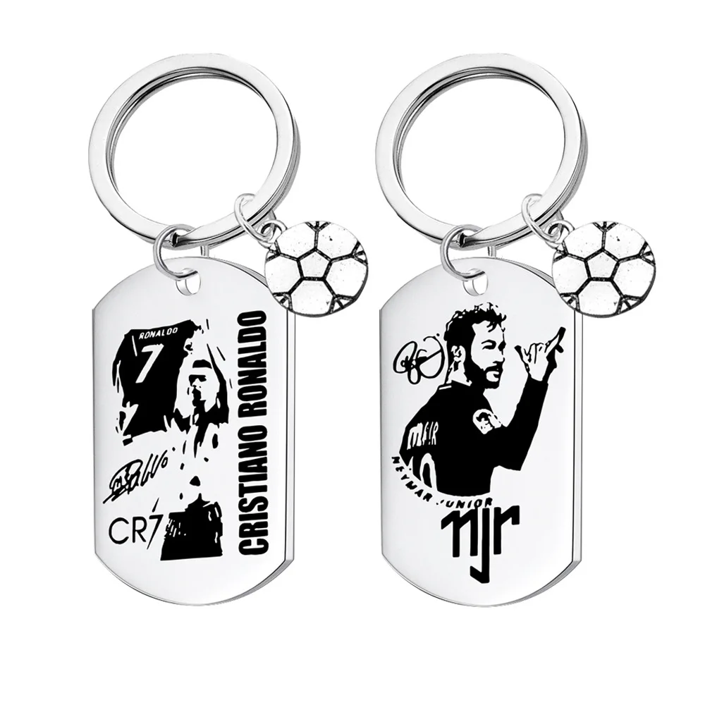 

CR7 Messi Neymar Keychain Football Soccer Super Star Stainless Steel Pendant Keyring Fans Jewelry Gift