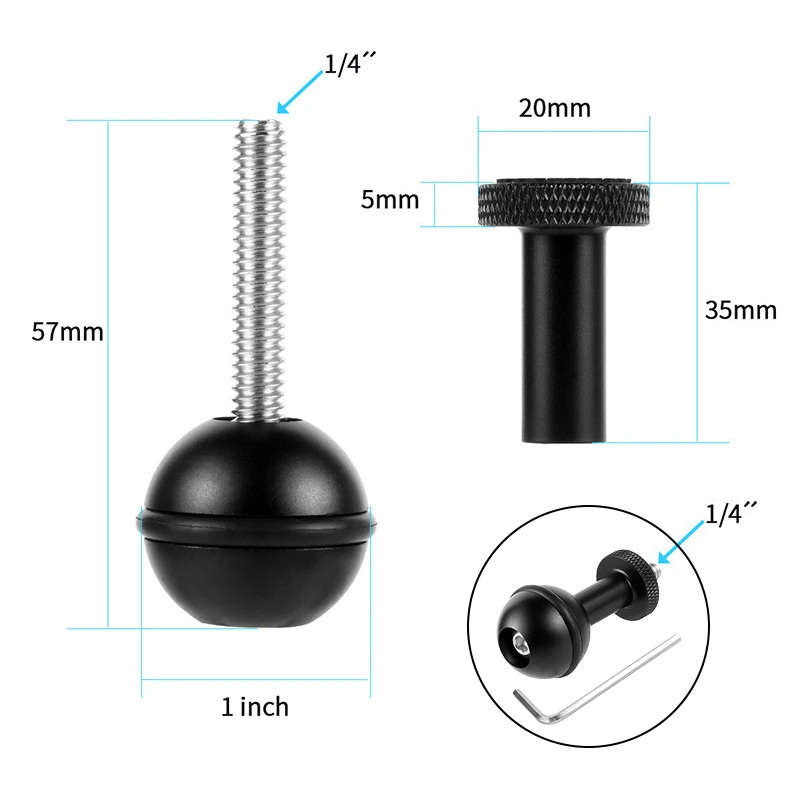 Universal Ball Head Adapter with Butterfly Clip for Camera and Lighting Accessories
