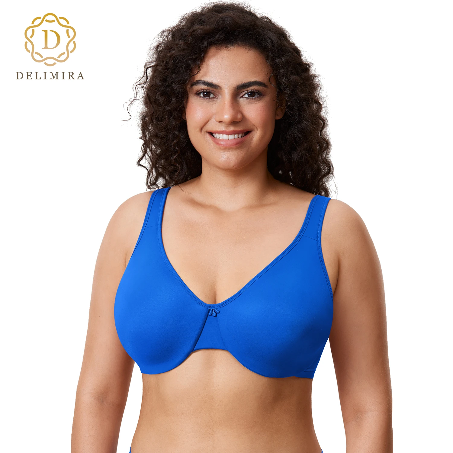 

DELIMIRA Women's Minimizer Bra Plus Size Underwire Smooth Full Coverage Seamless Bras D DD E F G