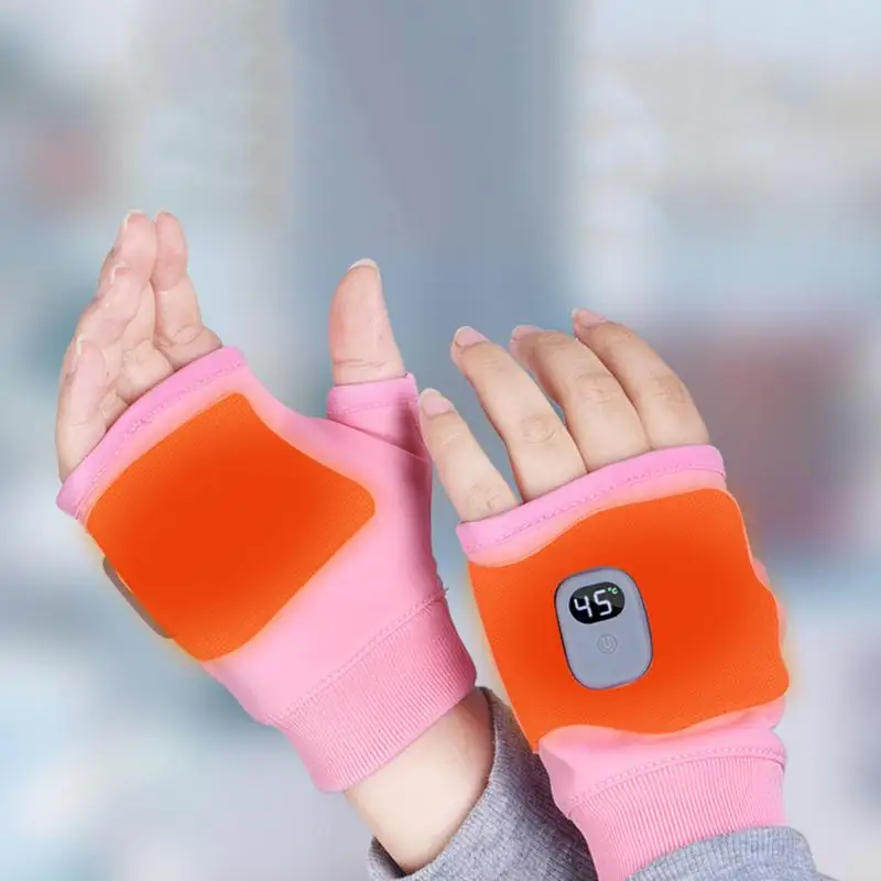 Fingerless Gloves Rechargeable Heated Gloves 360 surround Thermal Heated Gloves Winter Windproof Warm Fingerless for Outdoor Hiking Cycling fingerless gloves thermal gloves