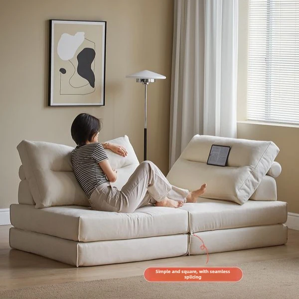 Minimalist Tatami Armless Lazy Sofa Chair, Japanese Nordic Style Floor Sponge Seat for Small Spaces, Removable Cover furniture