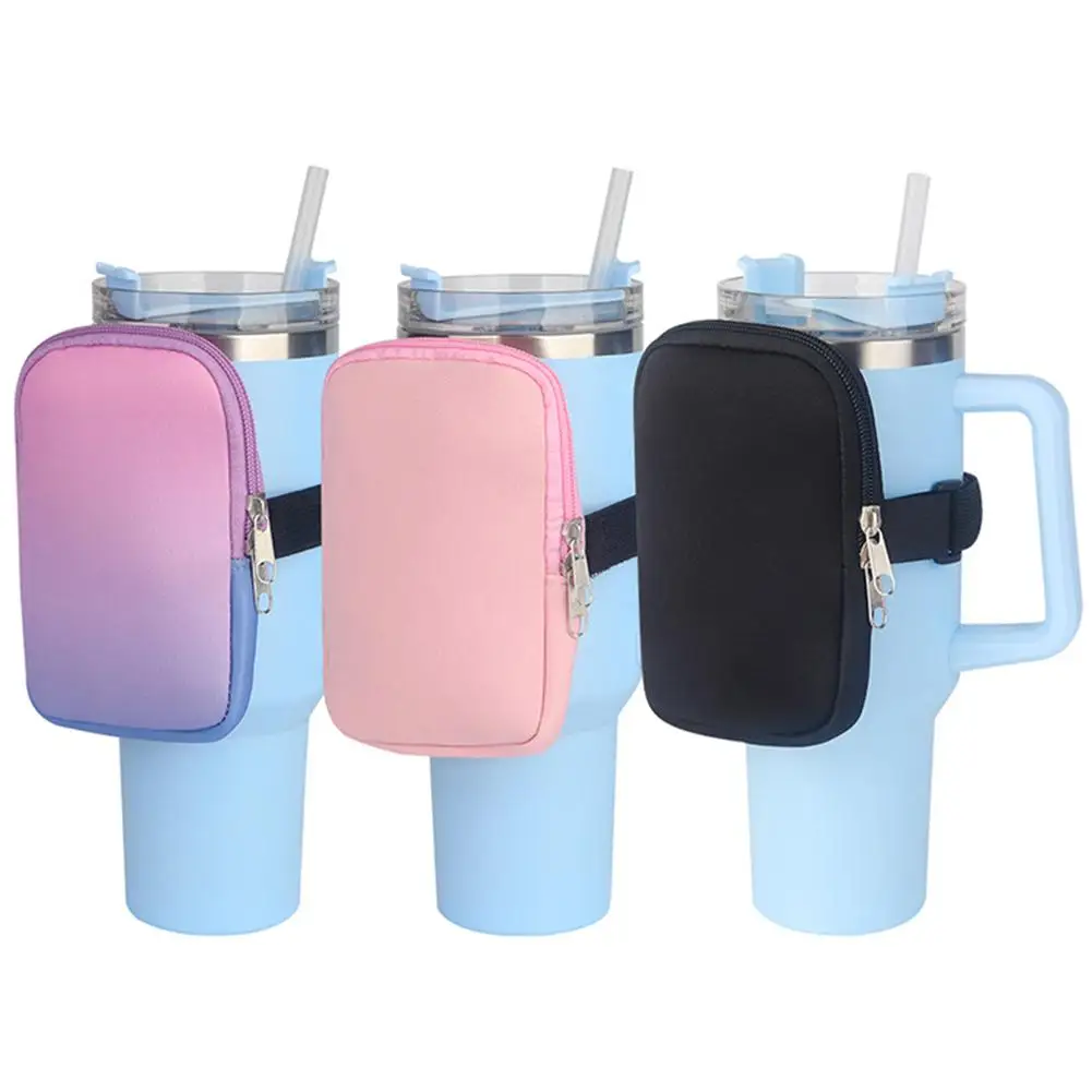 40oz Water Bottle Pouch Diving Fabric Portable Bag Water Bottle Wallet Water Bottle Caddy With Dual Zipper For Phone Keys Card